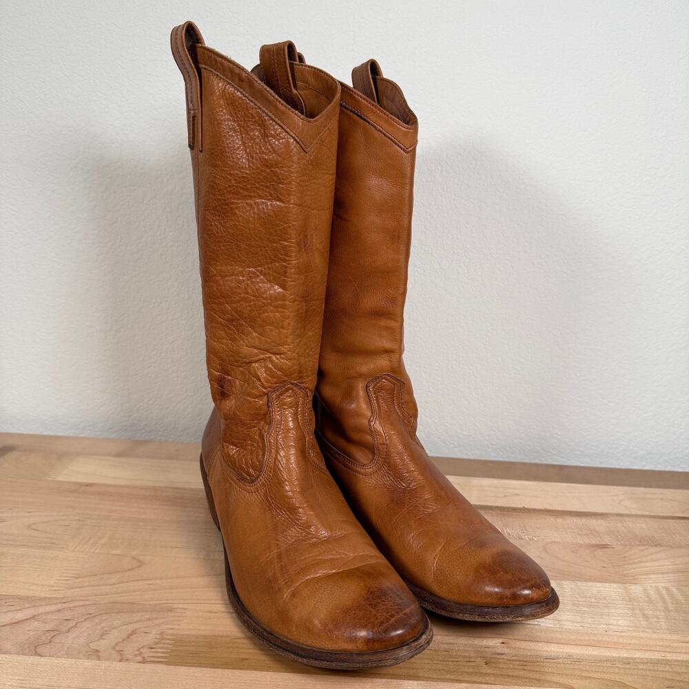 Frye Leather Cowboy Boots Brown Western Pull On Men’s 11 B USA